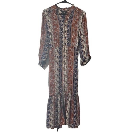 𝅺NWT ABS Boho Cottagecore Prairie Maxi Dress w/Fabric Belt - Picture 1 of 6